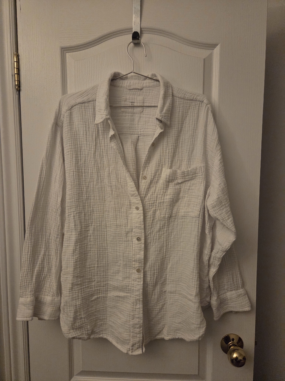 aerie White Gauze Button-Down Shirt